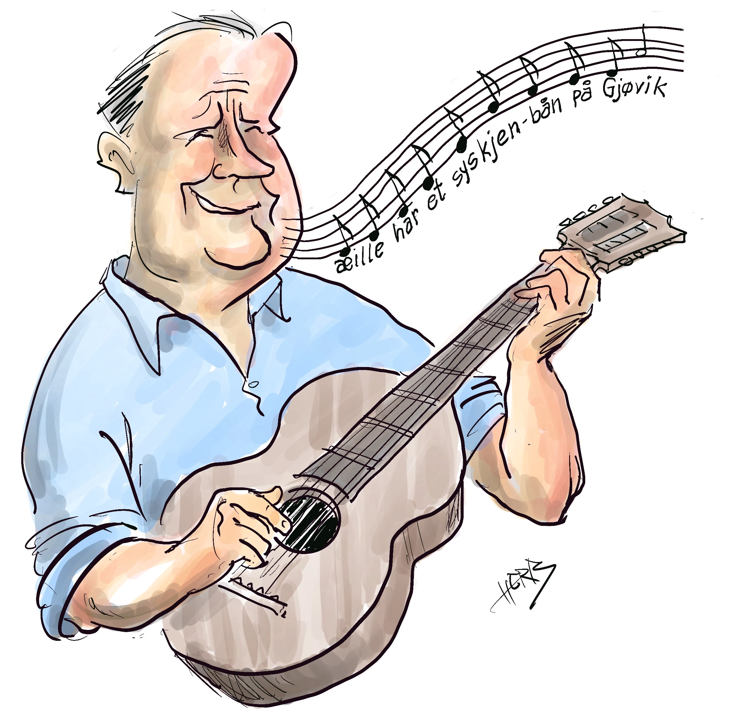 Tegning av Alf Prøysen. Tegnet av Herb